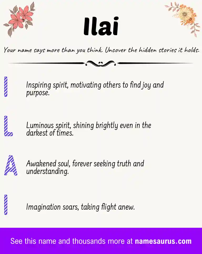 Acrostic poem about Ilai.