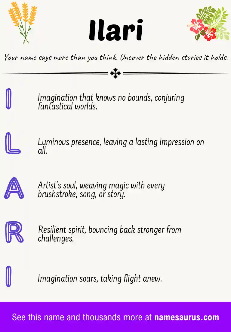 Acrostic poem about Ilari.