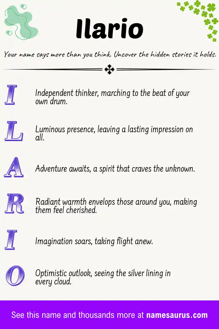 Acrostic poem about Ilario.