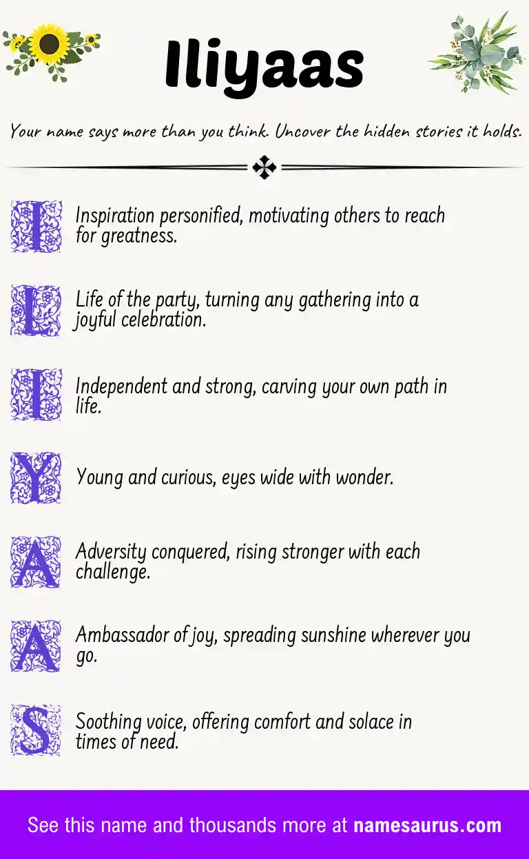 Acrostic poem about Iliyaas.