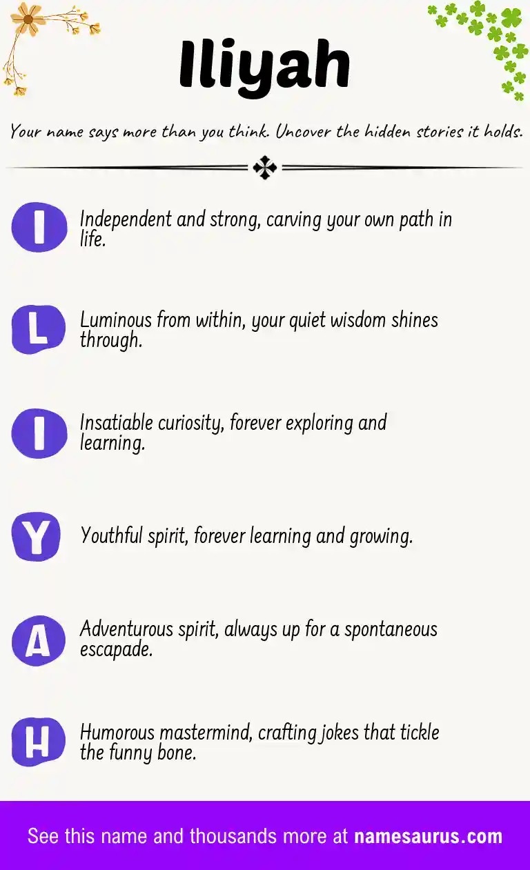 Acrostic poem about Iliyah.