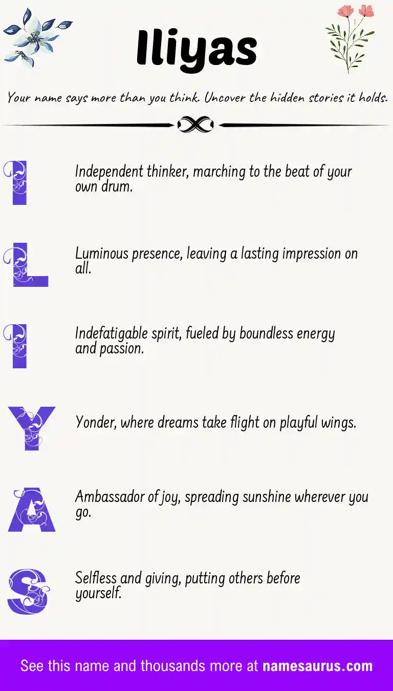 Acrostic poem about Iliyas.