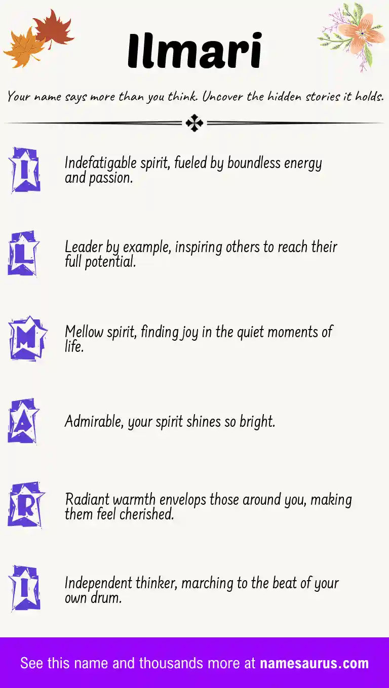 Acrostic poem about Ilmari.