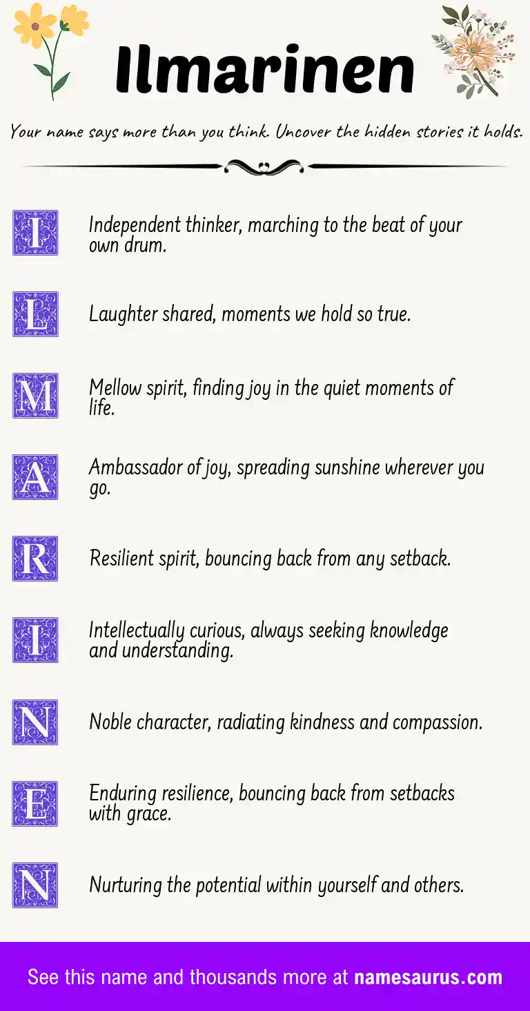 Acrostic poem about Ilmarinen.