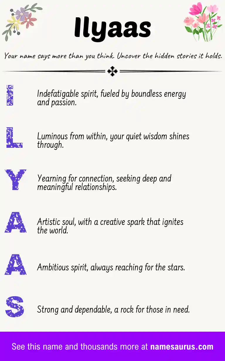 Acrostic poem about Ilyaas.
