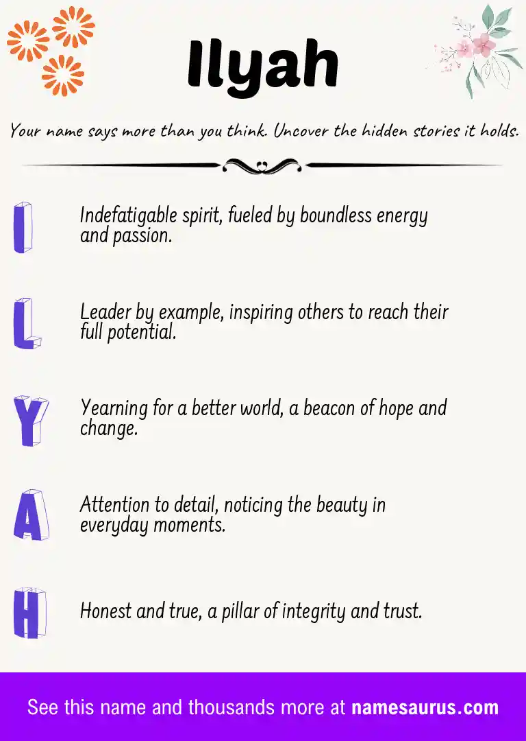 Acrostic poem about Ilyah.