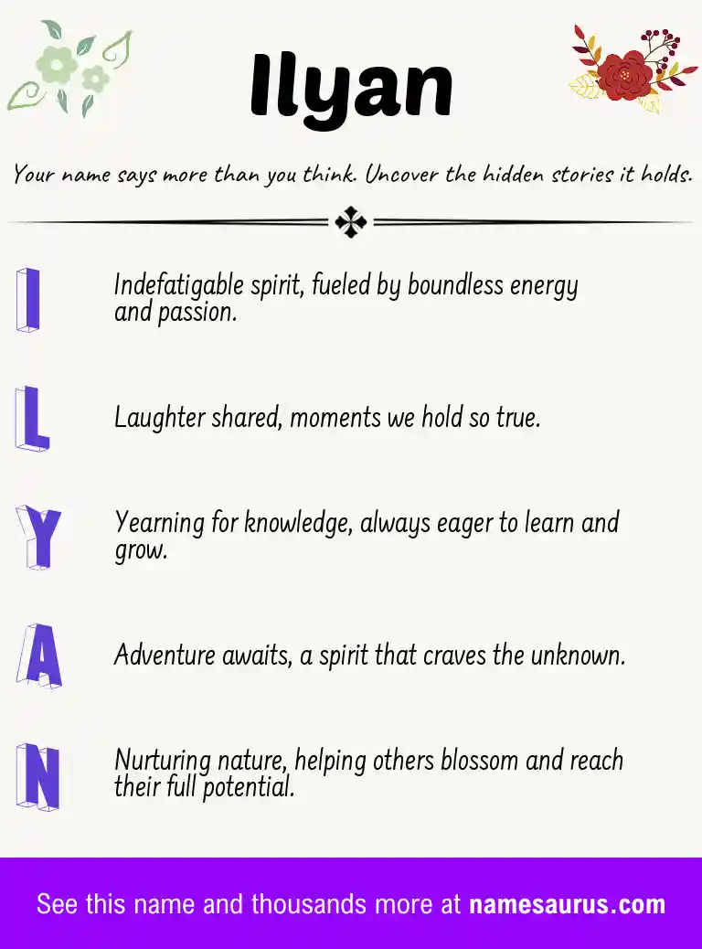 Acrostic poem about Ilyan.