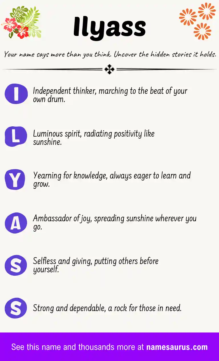 Acrostic poem about Ilyass.