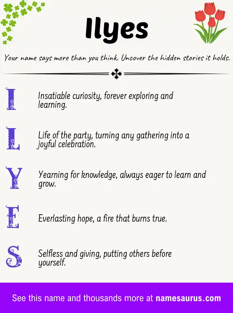 Acrostic poem about Ilyes.