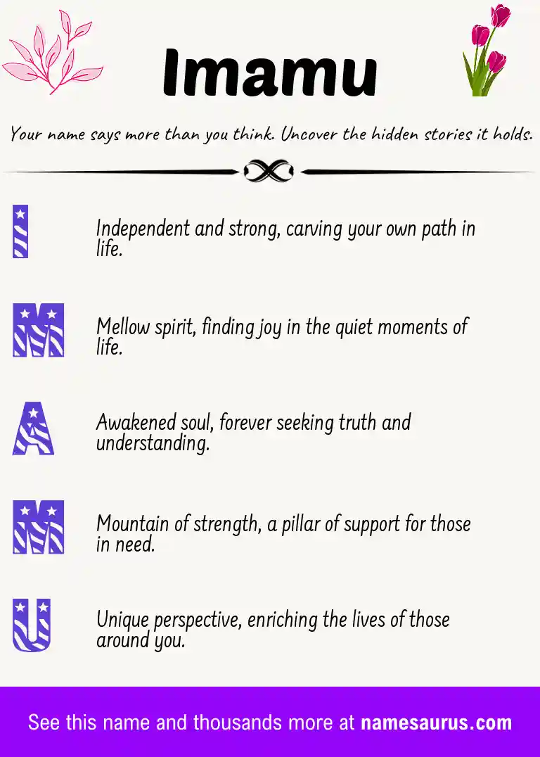 Acrostic poem about Imamu.