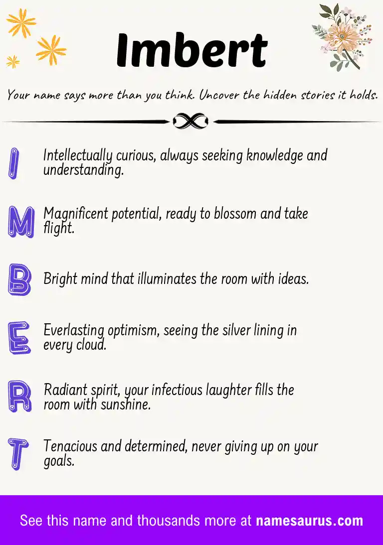 Acrostic poem about Imbert.