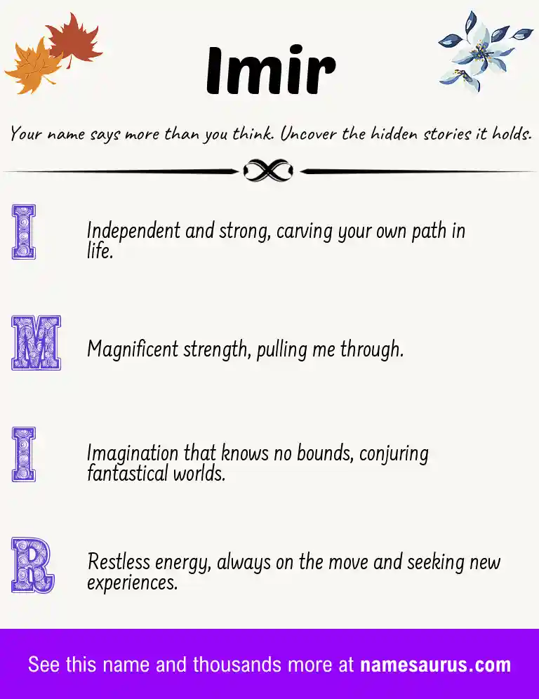 Acrostic poem about Imir.