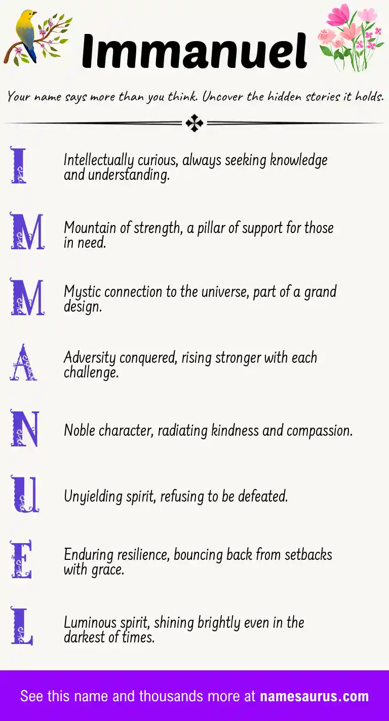 Acrostic poem about Immanuel.