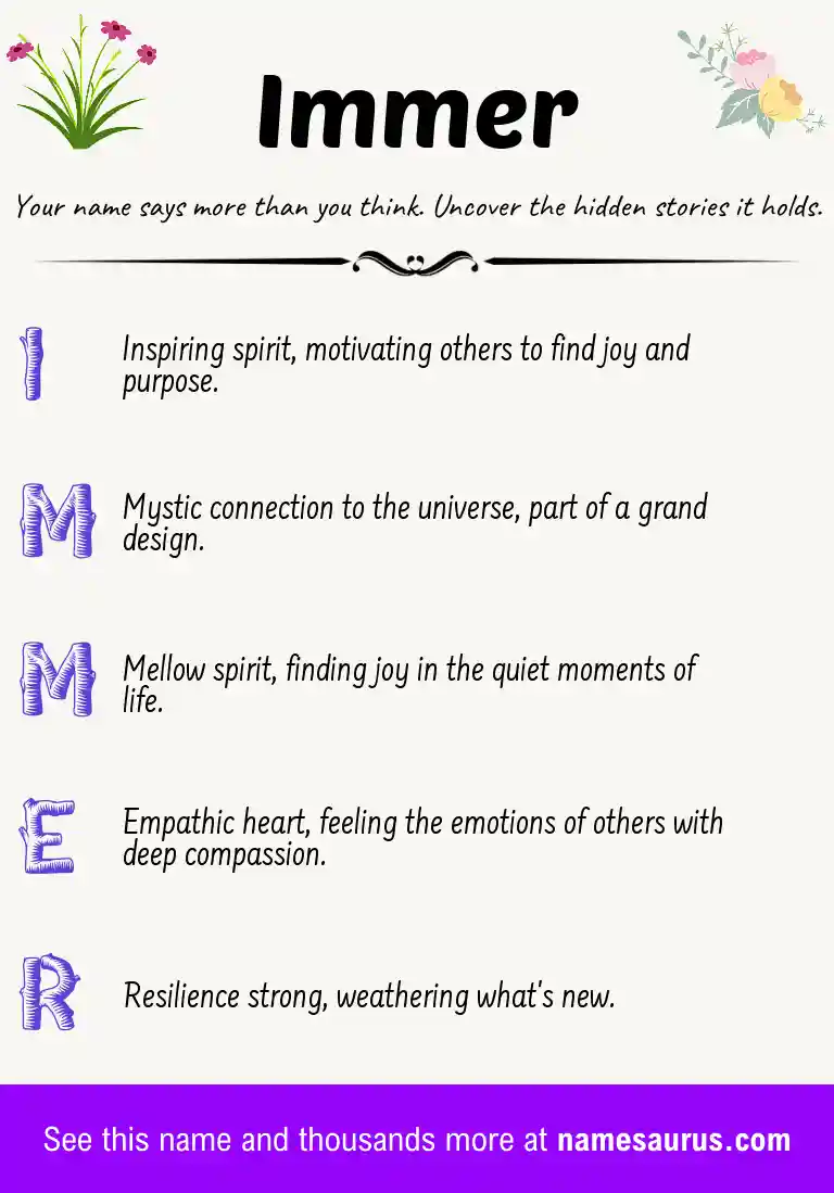 Acrostic poem about Immer.