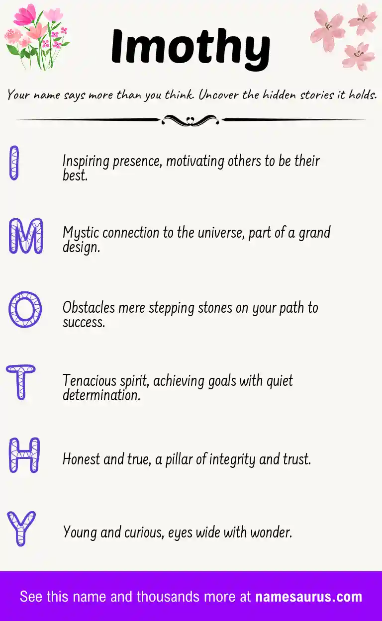 Acrostic poem about Imothy.