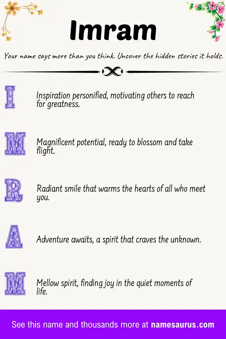 Acrostic poem about Imram.