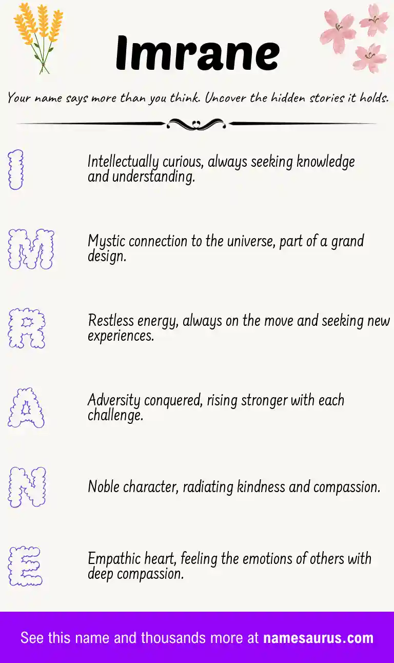 Acrostic poem about Imrane.