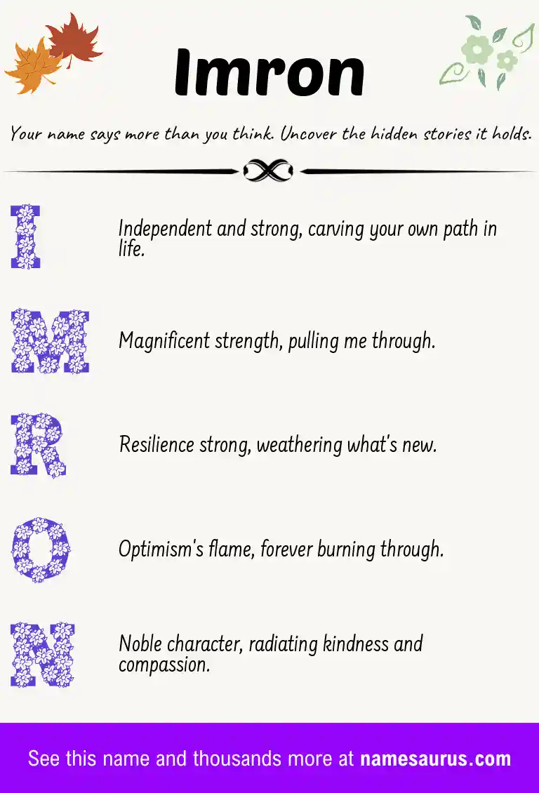 Acrostic poem about Imron.