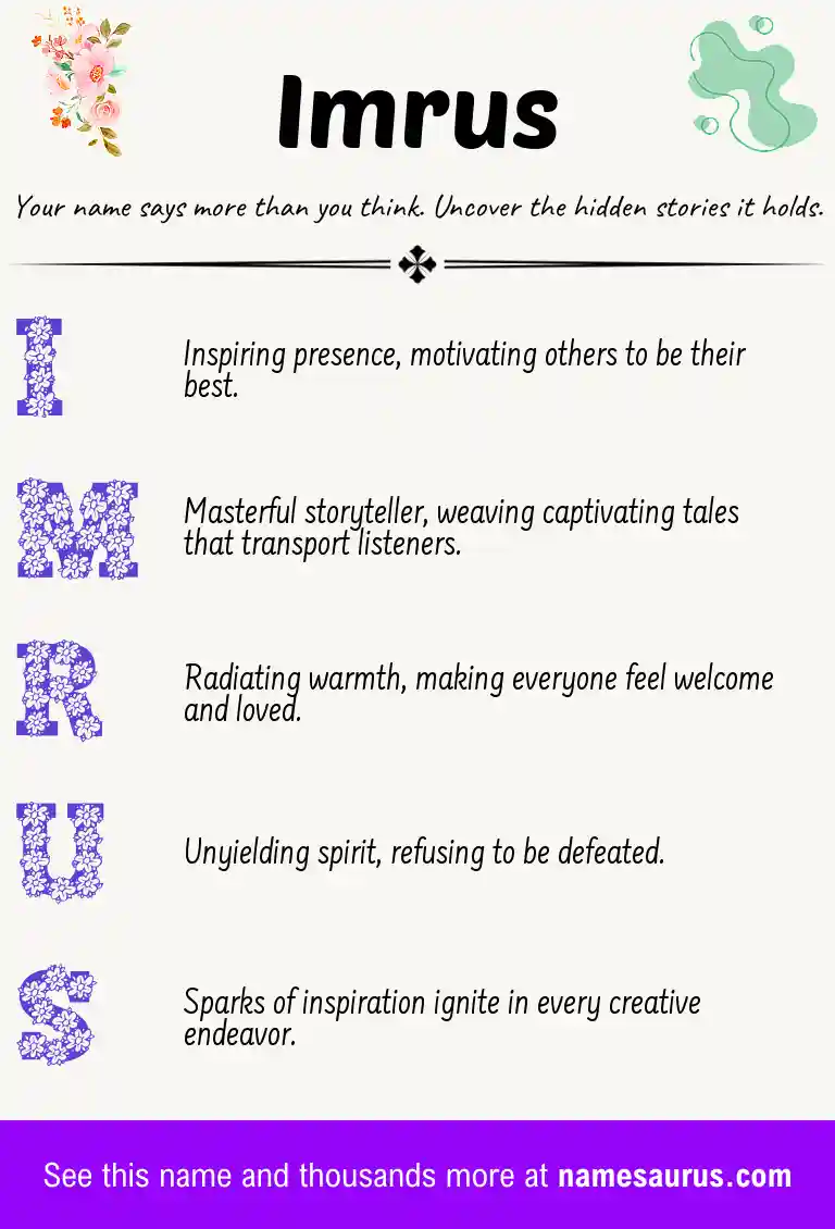 Acrostic poem about Imrus.