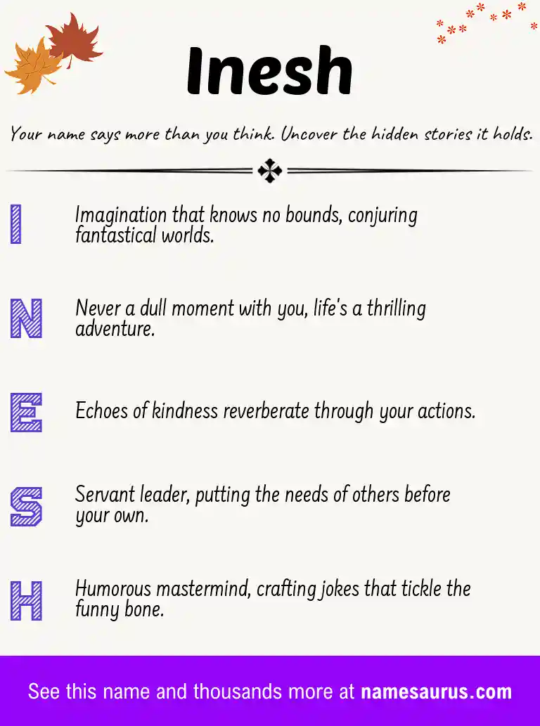 Acrostic poem about Inesh.