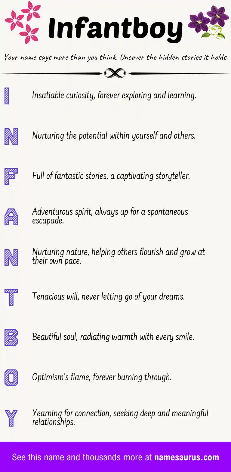 Acrostic poem about Infantboy.