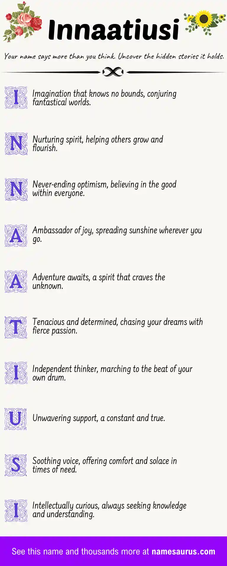 Acrostic poem about Innaatiusi.