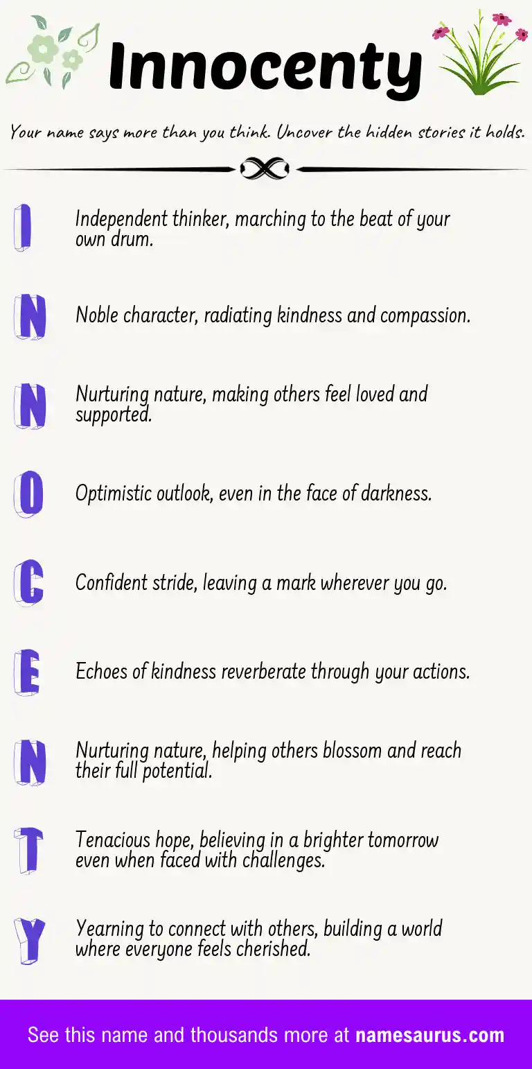 Acrostic poem about Innocenty.