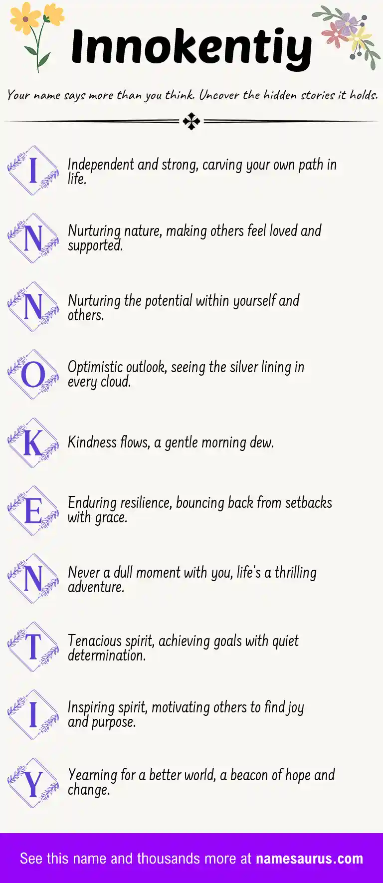 Acrostic poem about Innokentiy.
