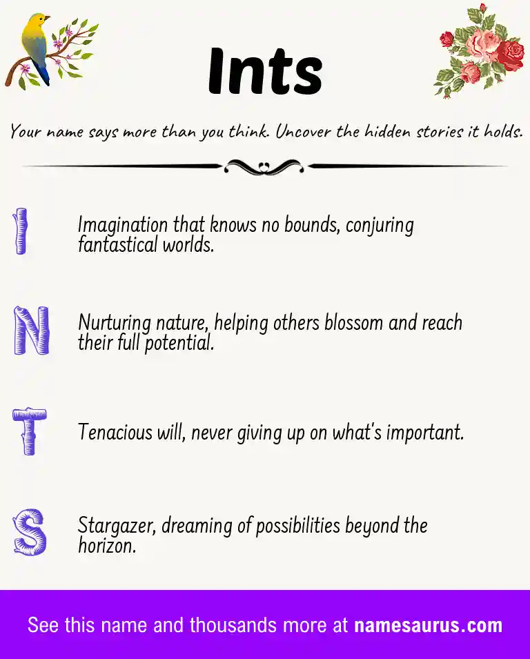 Acrostic poem about Ints.