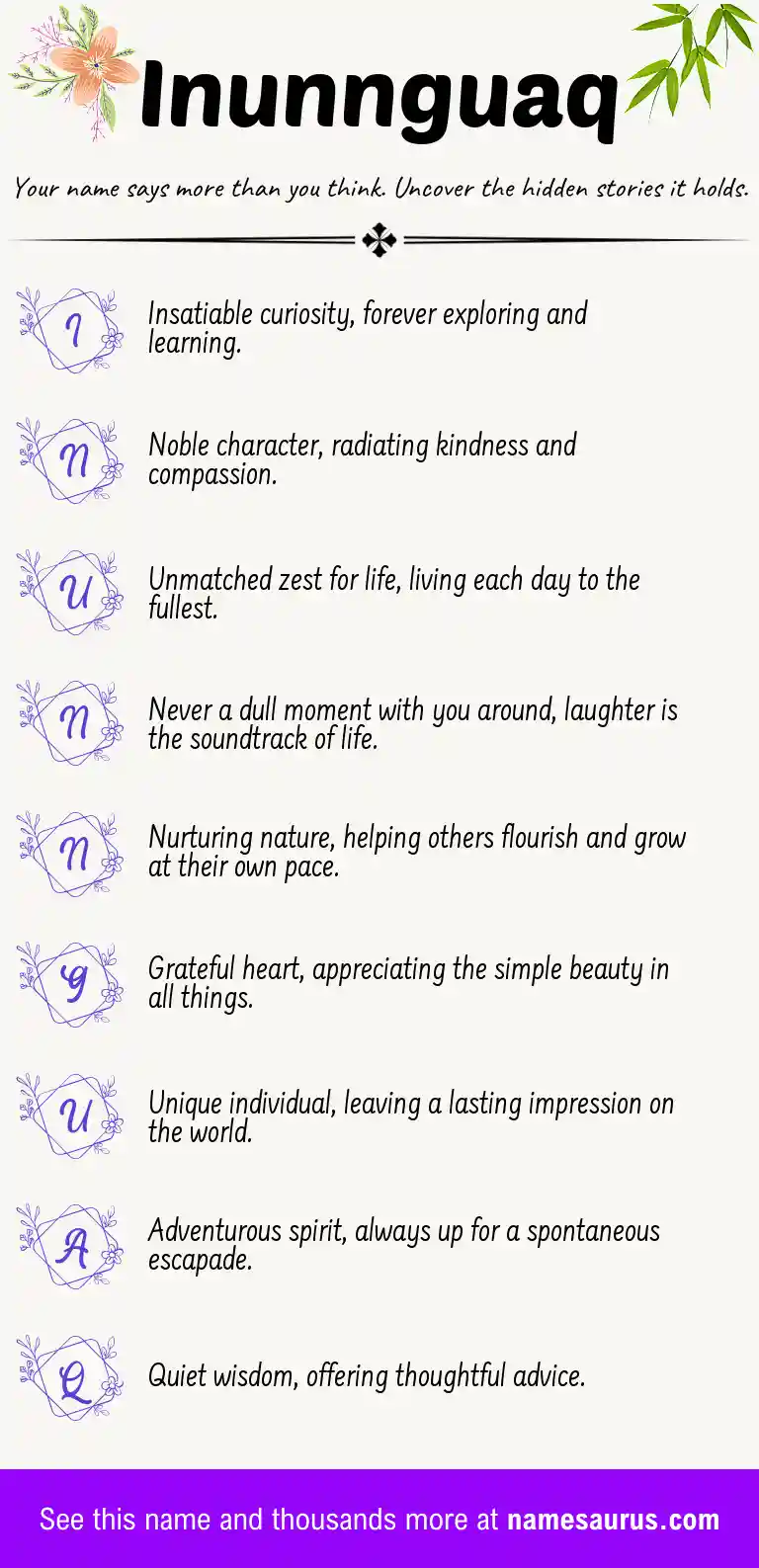 Acrostic poem about Inunnguaq.
