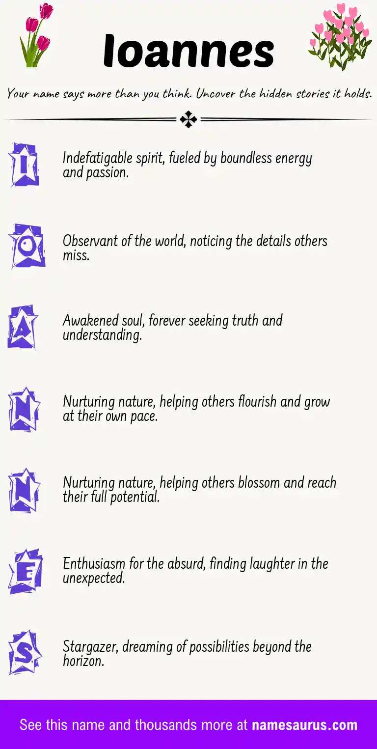 Acrostic poem about Ioannes.