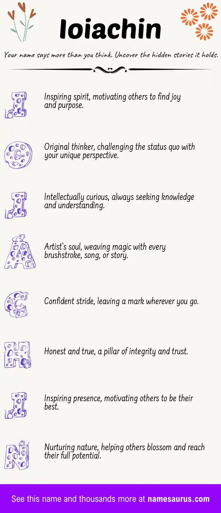 Acrostic poem about Ioiachin.