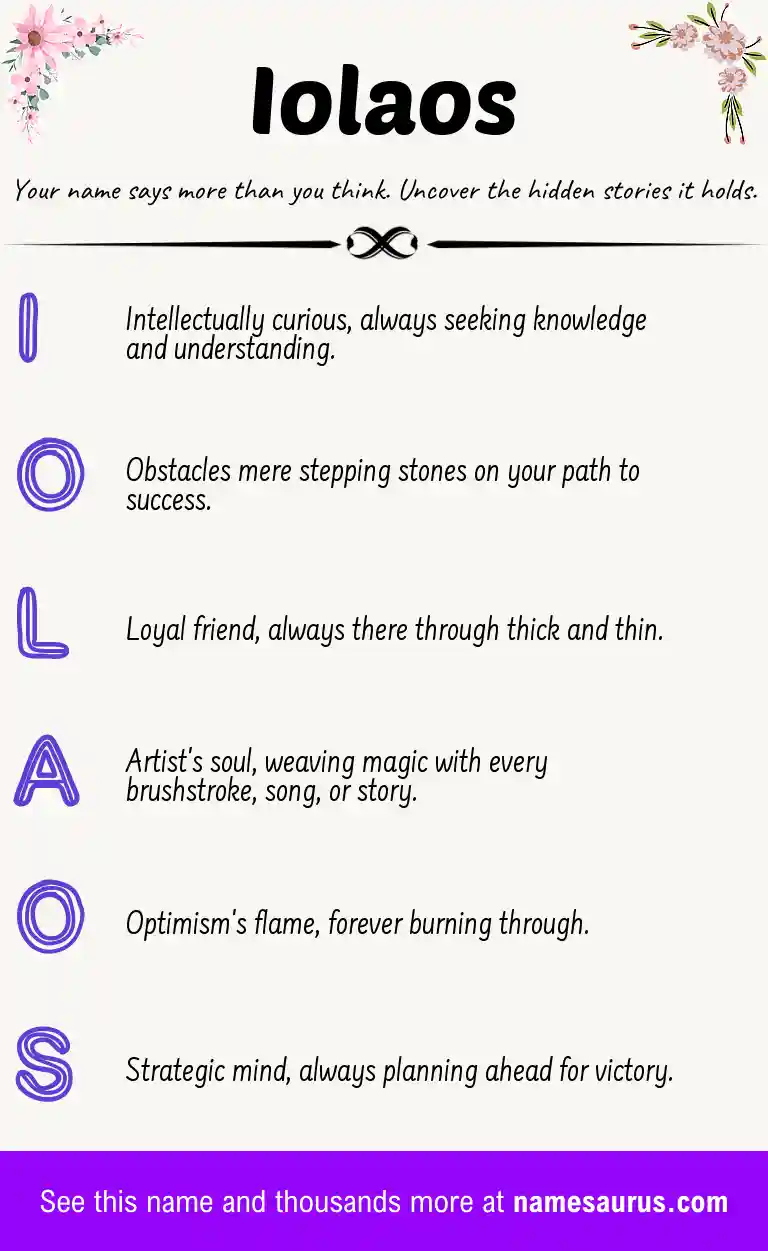 Acrostic poem about Iolaos.