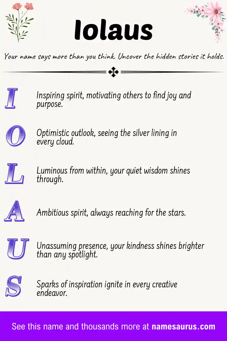 Acrostic poem about Iolaus.