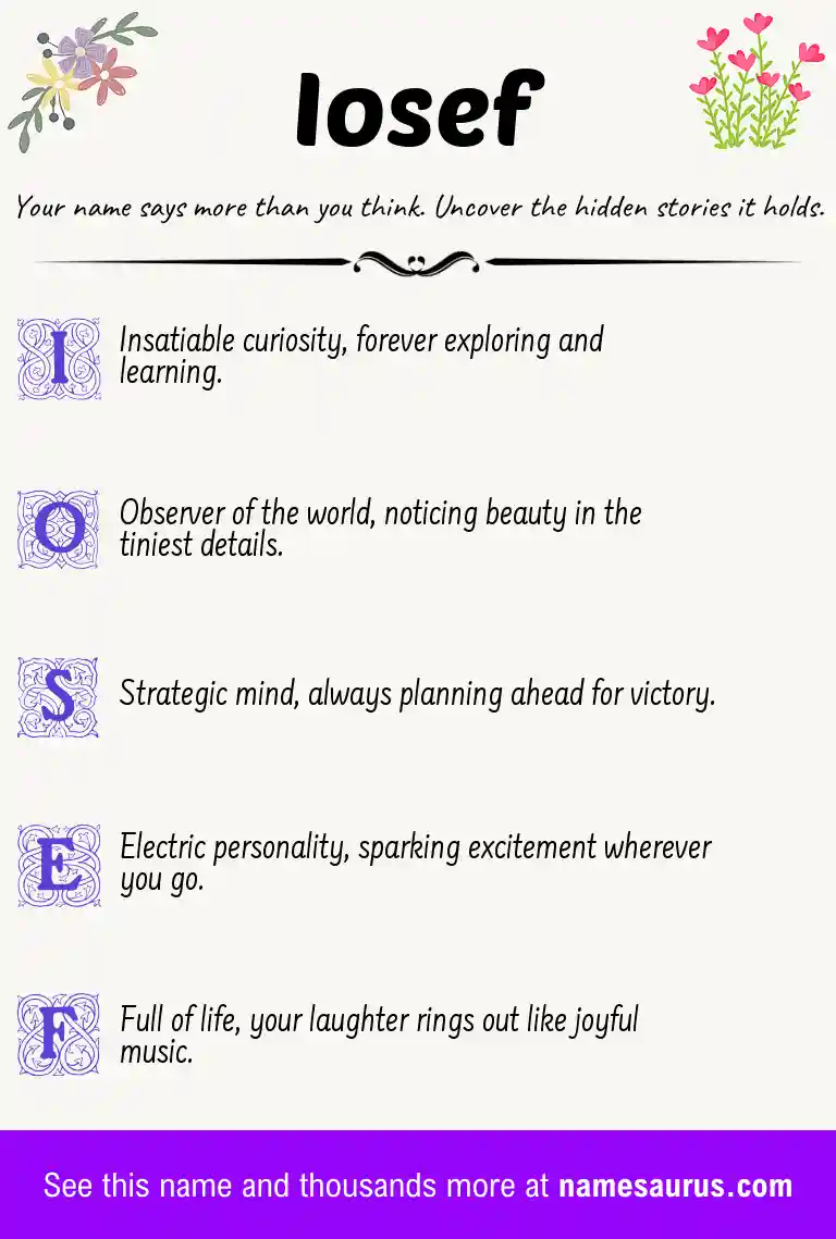 Acrostic poem about Iosef.