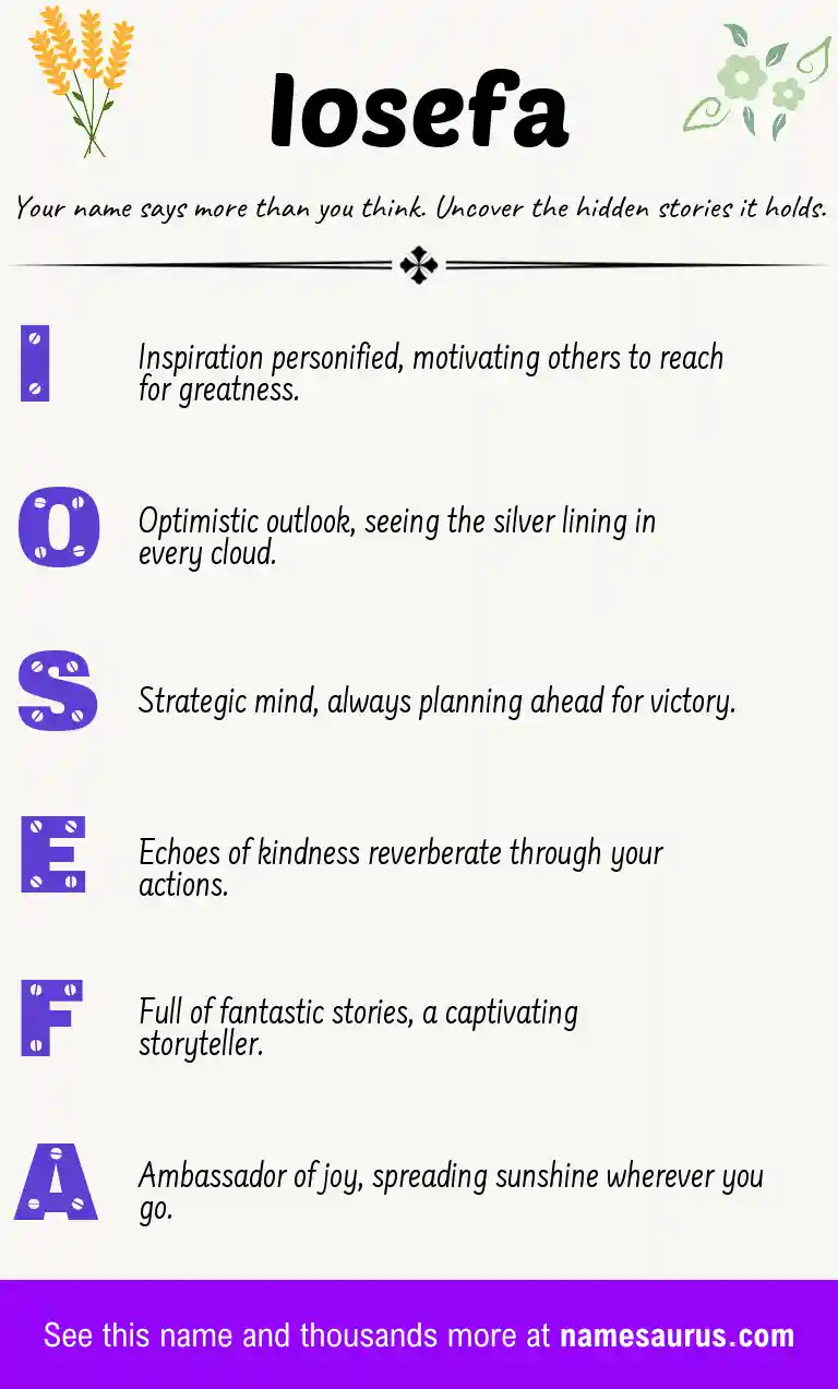 Acrostic poem about Iosefa.