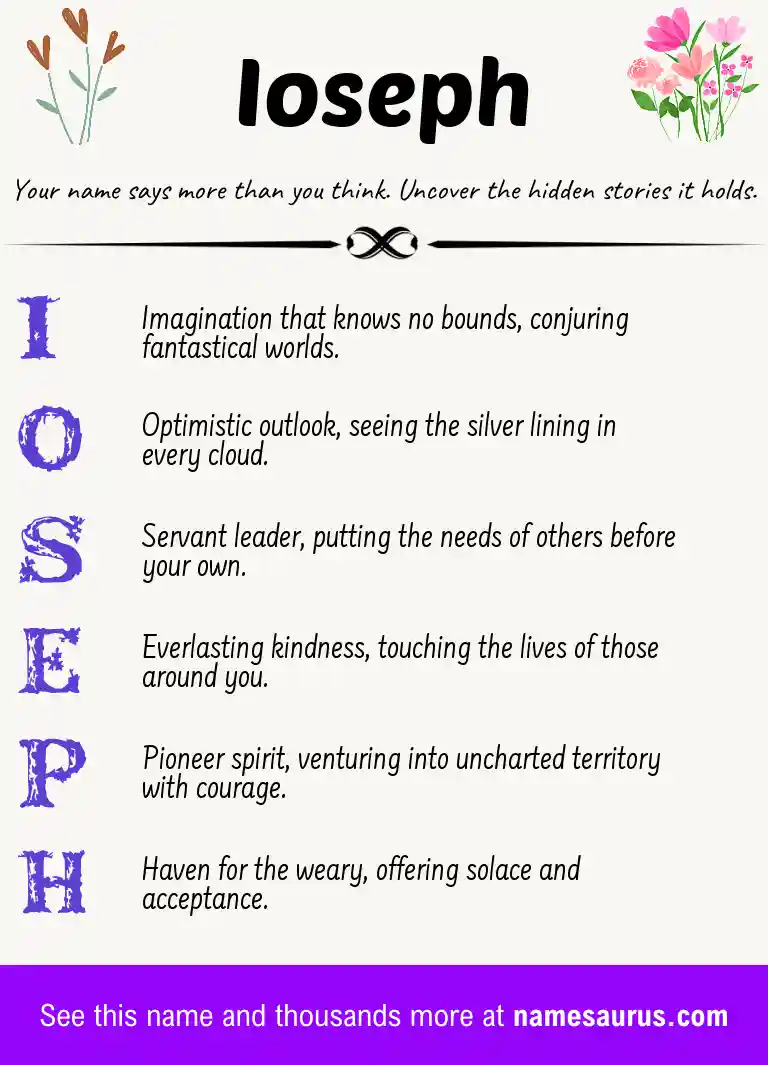 Acrostic poem about Ioseph.