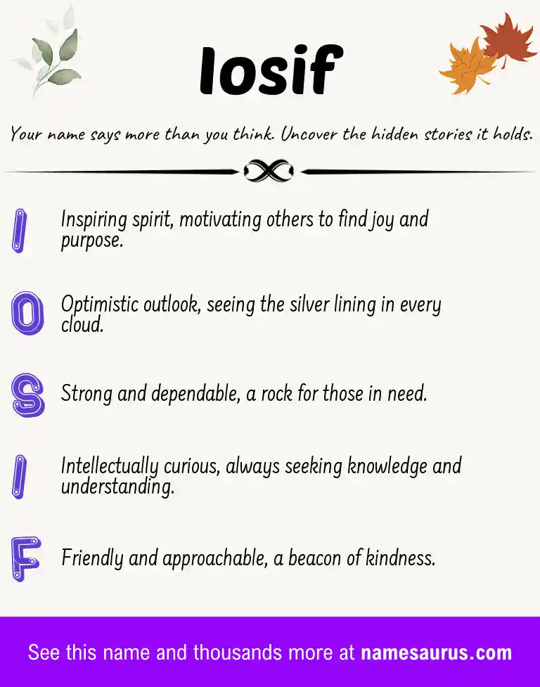 Acrostic poem about Iosif.