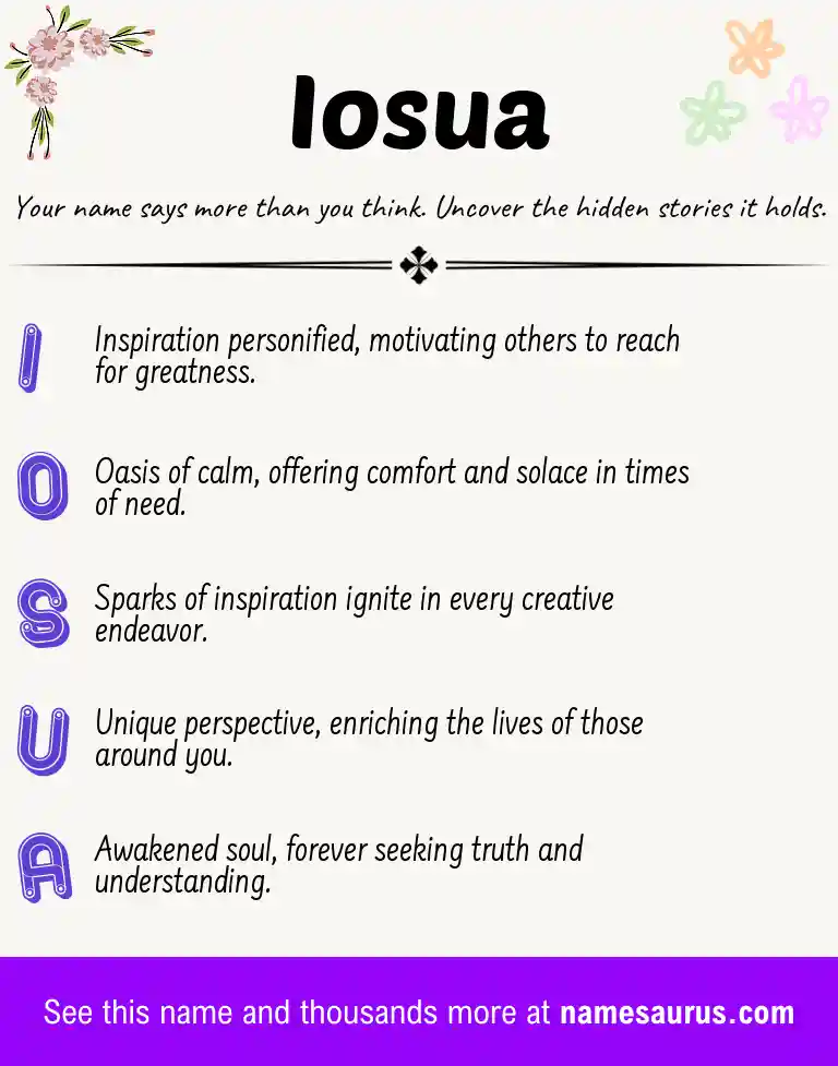 Acrostic poem about Iosua.