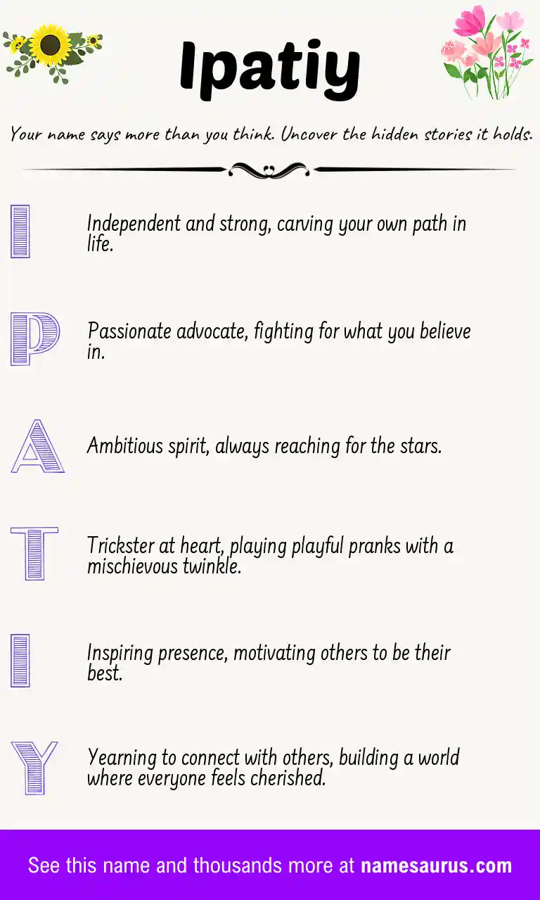 Acrostic poem about Ipatiy.