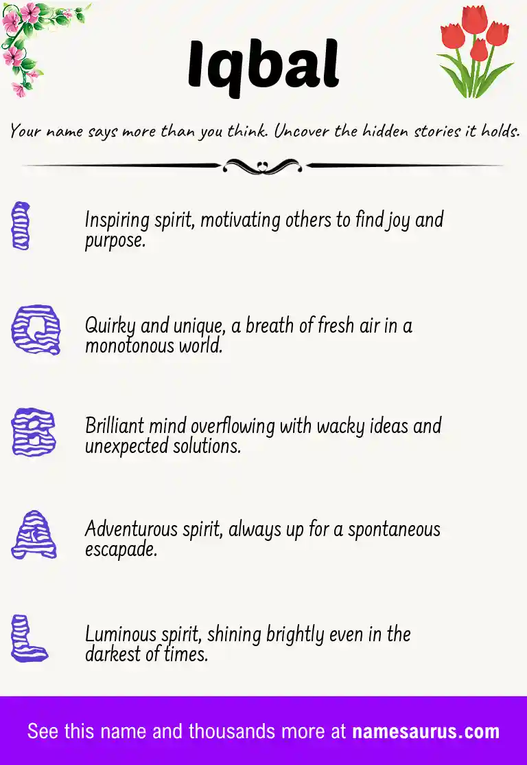 Acrostic poem about Iqbal.