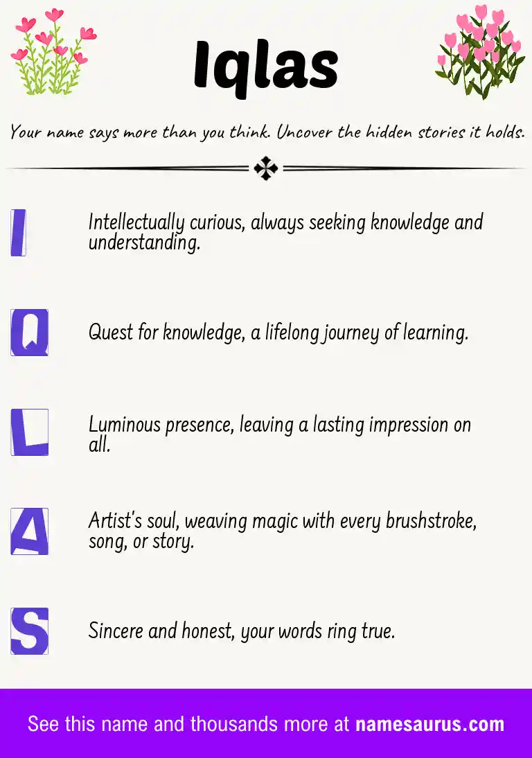 Acrostic poem about Iqlas.