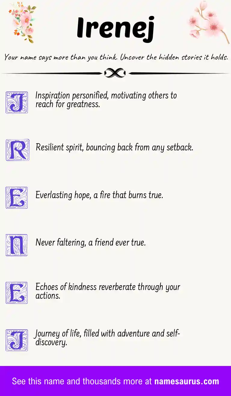 Acrostic poem about Irenej.