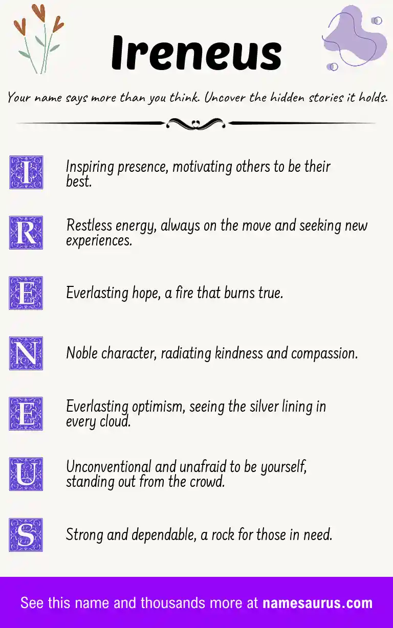 Acrostic poem about Ireneus.