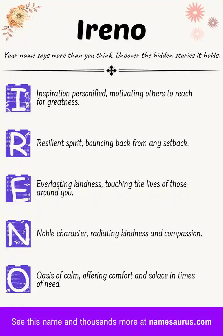 Acrostic poem about Ireno.