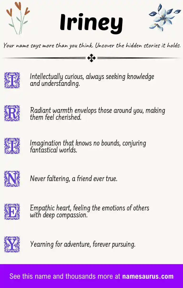 Acrostic poem about Iriney.
