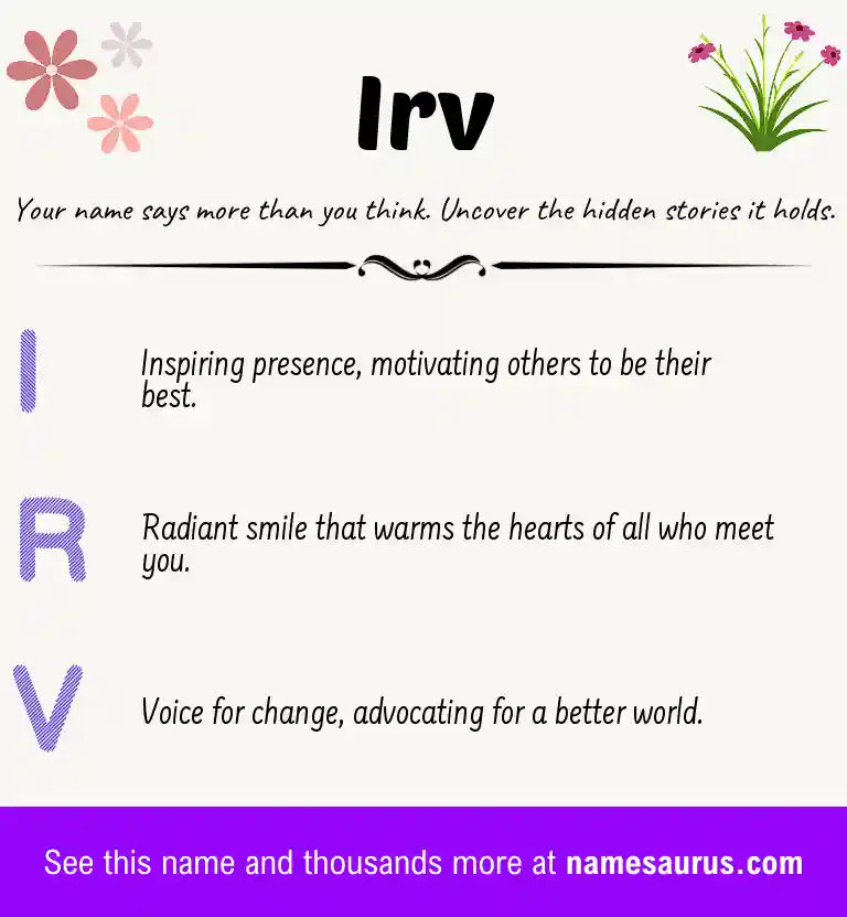 Acrostic poem about Irv.