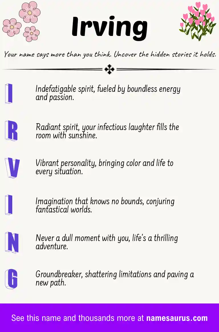Acrostic poem about Irving.