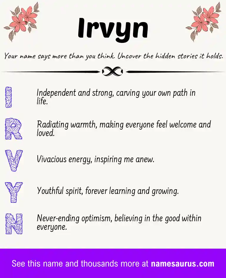 Acrostic poem about Irvyn.