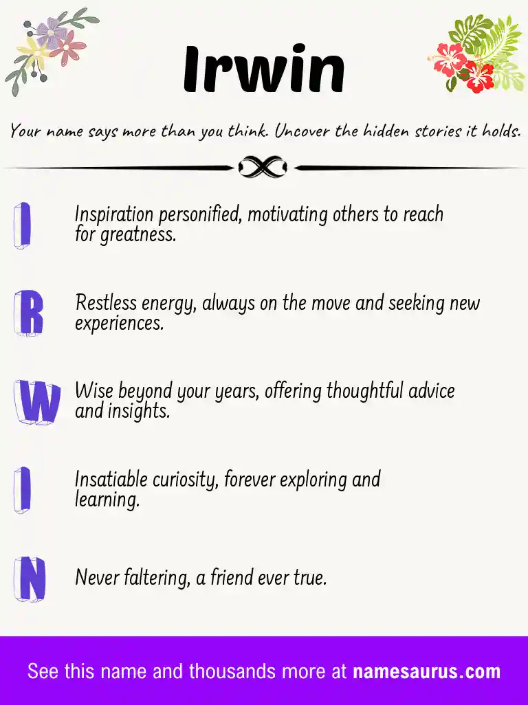 Acrostic poem about Irwin.